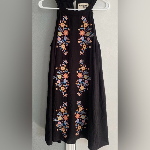 Savanna Jane Dresses & Skirts - Savanna Jane Dress Women’s L Black Floral Embroidered Sleeveless A Line
